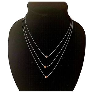 Sterling Silver 3 tier necklace with Gold Rose Gold